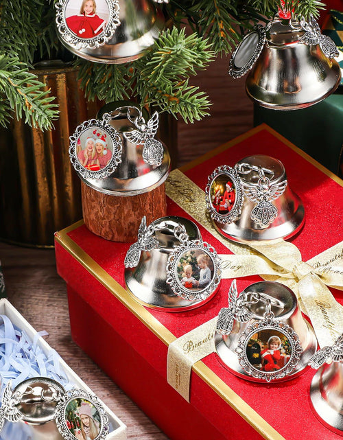 Load image into Gallery viewer, Syhood 16pcs Christmas Sublimation Bell Ornaments Red Metal Angel Frame

