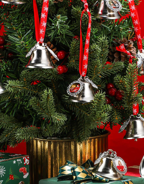 Load image into Gallery viewer, Syhood 16pcs Christmas Sublimation Bell Ornaments Red Metal Angel Frame
