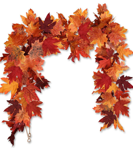 [Like New] RECUTMS 2Pcs Artificial Autumn Maple Leaves Garland 2.5FT Fall Decor