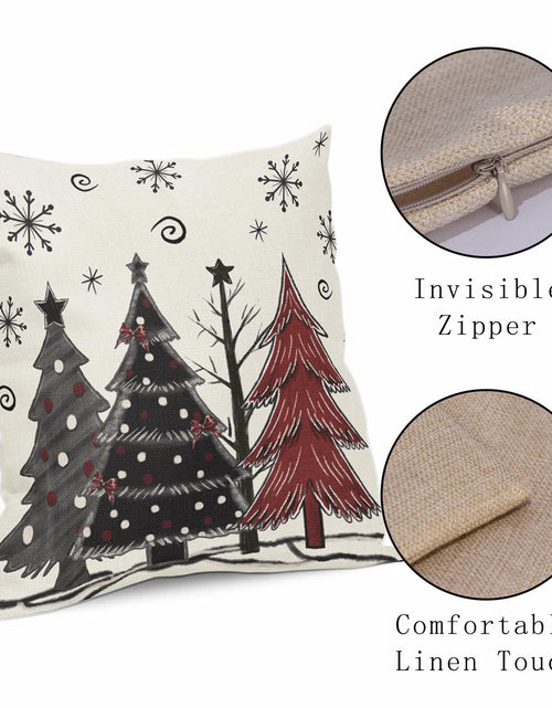 Load image into Gallery viewer, Christmas Pillow Covers Set of 2 18x18 Black Red Grey Xmas Tree Snowflakes
