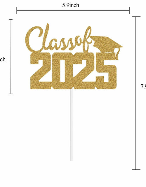 Load image into Gallery viewer, Class of 2025 Cake Topper Graduation Party Supplies Gold Glitter
