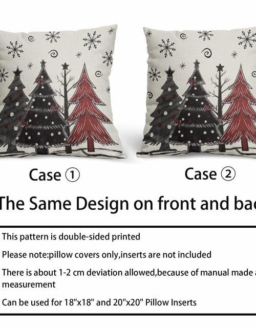 Load image into Gallery viewer, Christmas Pillow Covers Set of 2 18x18 Black Red Grey Xmas Tree Snowflakes
