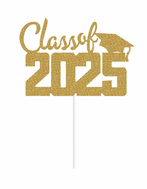 Load image into Gallery viewer, Class of 2025 Cake Topper Graduation Party Supplies Gold Glitter
