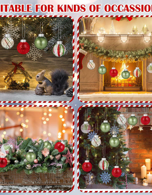 Load image into Gallery viewer, Realspring 60 Pc 2.4" Shatterproof Christmas Ornaments Red Green White
