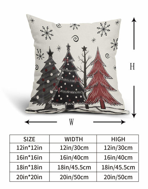 Load image into Gallery viewer, Christmas Pillow Covers Set of 2 18x18 Black Red Grey Xmas Tree Snowflakes
