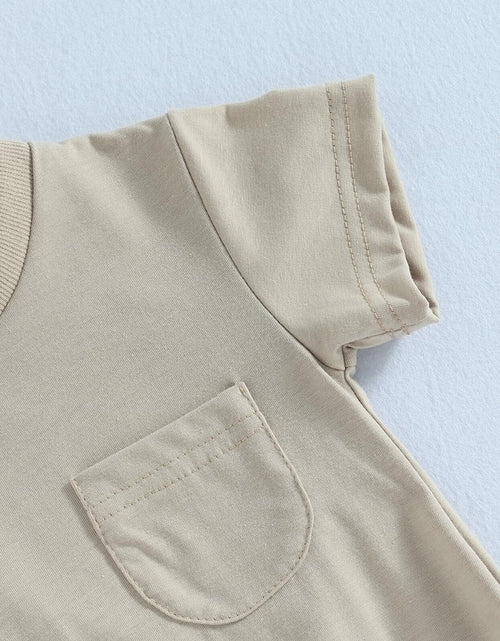Load image into Gallery viewer, Baby Bubble Romper Solid Color Short Sleeve Bodysuit Khaki Size 0-3M
