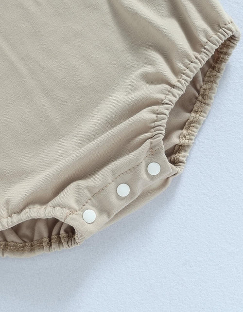 Load image into Gallery viewer, Baby Bubble Romper Solid Color Short Sleeve Bodysuit Khaki Size 0-3M
