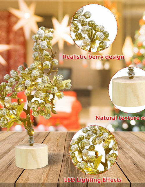 Load image into Gallery viewer, COTOSEY 12" Mini Christmas Red Berries Tree with Light Red Xmas Decor
