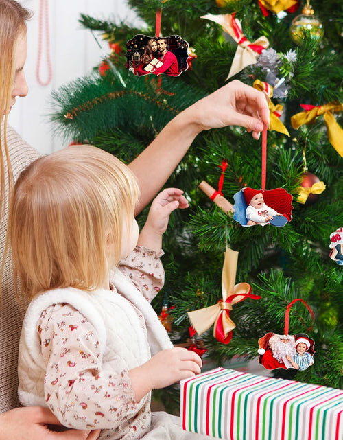 Load image into Gallery viewer, Jetec 15Pcs Christmas Sublimation MDF Ornaments 4.3x2.8in Double Sided RedString
