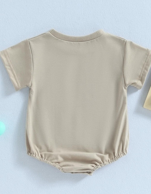 Load image into Gallery viewer, Baby Bubble Romper Solid Color Short Sleeve Bodysuit Khaki Size 0-3M
