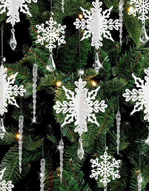 Load image into Gallery viewer, 24 Pcs Snowflake Drop Ornaments Clear Decorative Hanging for Christmas Tree
