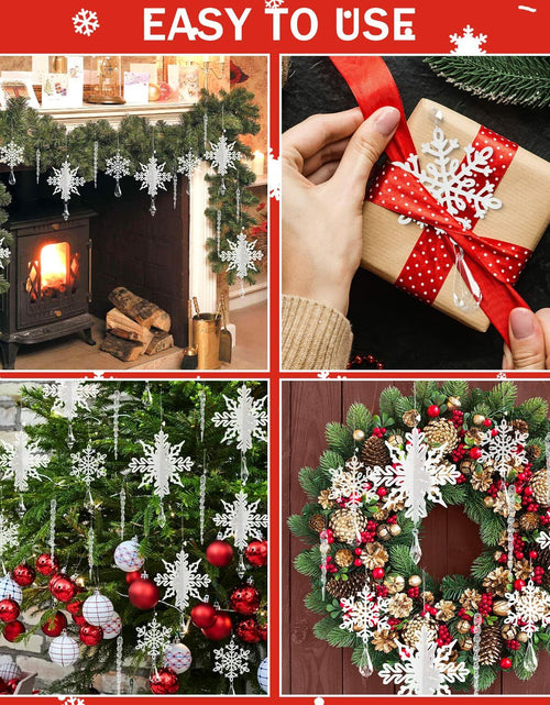 Load image into Gallery viewer, 24 Pcs Snowflake Drop Ornaments Clear Decorative Hanging for Christmas Tree
