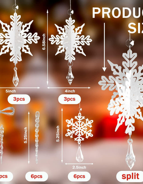 Load image into Gallery viewer, 24 Pcs Snowflake Drop Ornaments Clear Decorative Hanging for Christmas Tree
