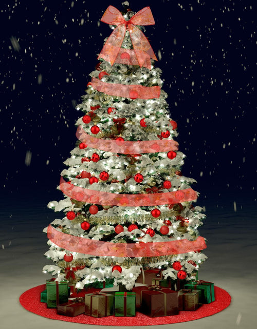Load image into Gallery viewer, Suilung 22 Pcs Christmas Tree Skirt 46" Red Sequins Ribbon &amp; 20 Ornaments Set
