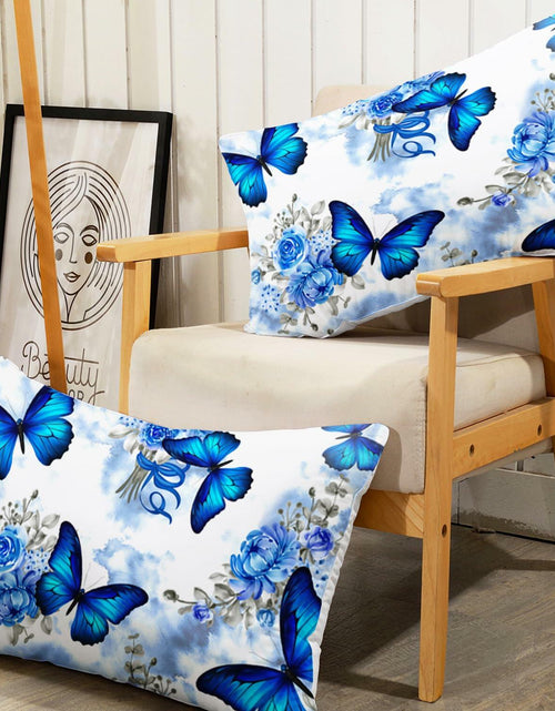 Load image into Gallery viewer, AILONEN Blue Butterfly Tie Dye Floral Comforter Set Twin 3-Piece
