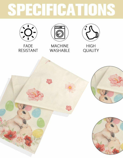 Load image into Gallery viewer, QIHOMPIB Easter Table Runner 13x72 Inch Pastel Rabbit Eggs Polyester
