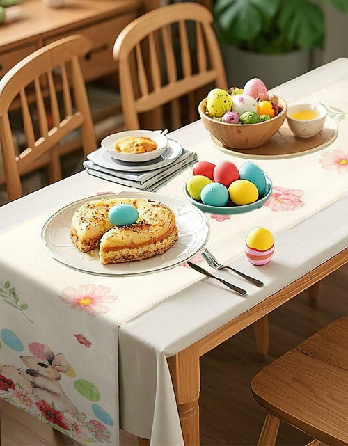 Load image into Gallery viewer, QIHOMPIB Easter Table Runner 13x72 Inch Pastel Rabbit Eggs Polyester

