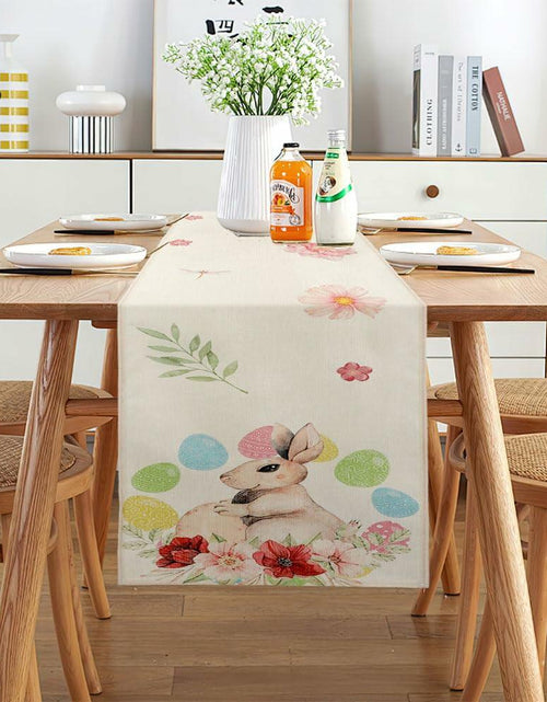 Load image into Gallery viewer, QIHOMPIB Easter Table Runner 13x72 Inch Pastel Rabbit Eggs Polyester
