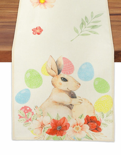 Load image into Gallery viewer, QIHOMPIB Easter Table Runner 13x72 Inch Pastel Rabbit Eggs Polyester
