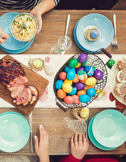 Load image into Gallery viewer, QIHOMPIB Easter Table Runner 13x72 Inch Pastel Rabbit Eggs Polyester
