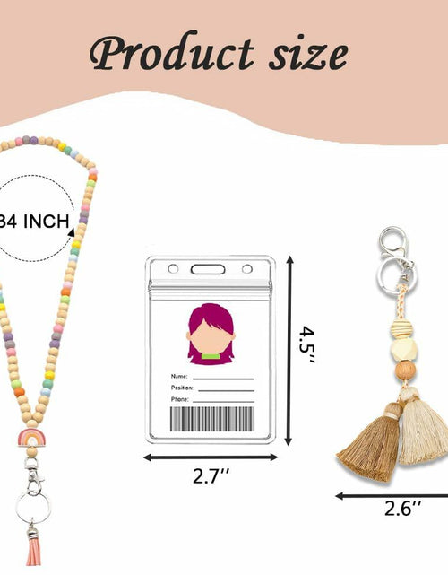 Load image into Gallery viewer, Teacher Lanyard with ID Holder Wooden Bead Silicone Boho Pendant Style E
