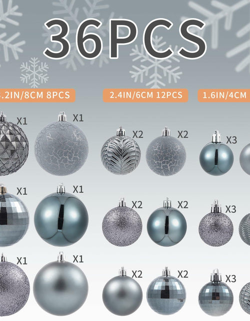 Load image into Gallery viewer, LANGXUN 36pcs Grey Christmas Tree Decorations Balls Shatterproof Ornaments
