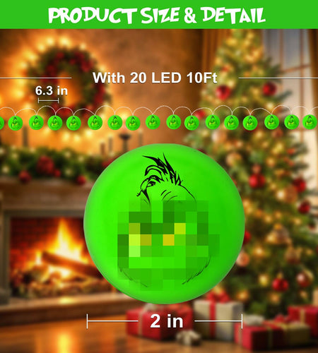 BESTVIVE Battery Operated Round Green Christmas String Lights Indoor Outdoor