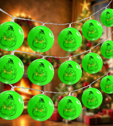 BESTVIVE Battery Operated Round Green Christmas String Lights Indoor Outdoor