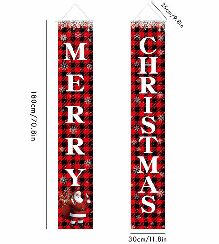 Leuceiy Christmas Banner Santa Snow Outdoor Yard Porch Sign Decoration