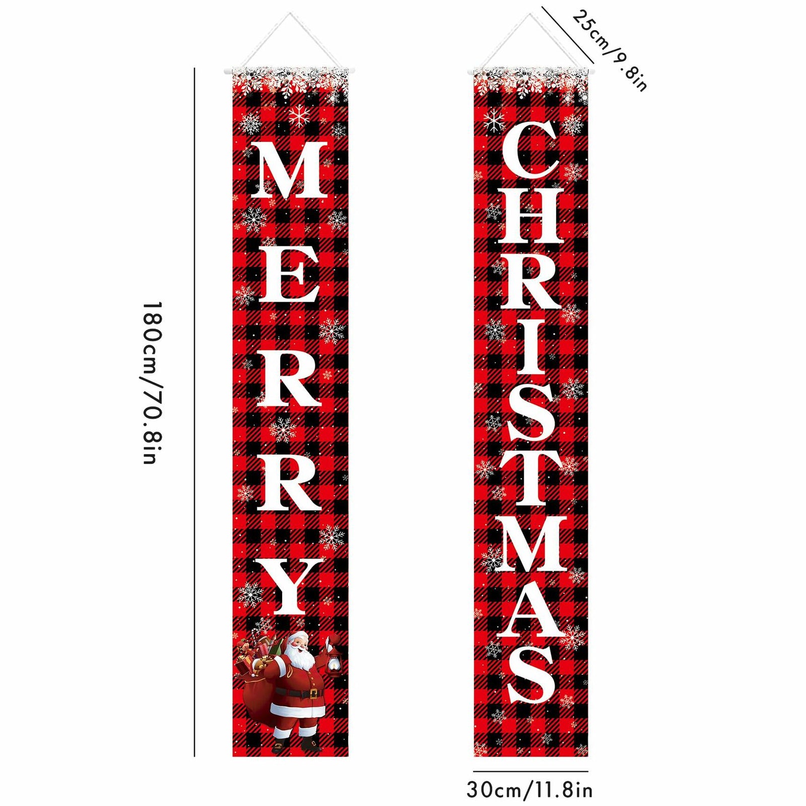 Leuceiy Christmas Banner Santa Snow Outdoor Yard Porch Sign Decoration