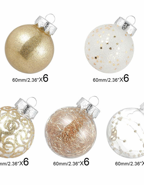 Load image into Gallery viewer, YYHUAWU Clear Christmas Ball Ornaments Set 30pcs 2.36" Champagne
