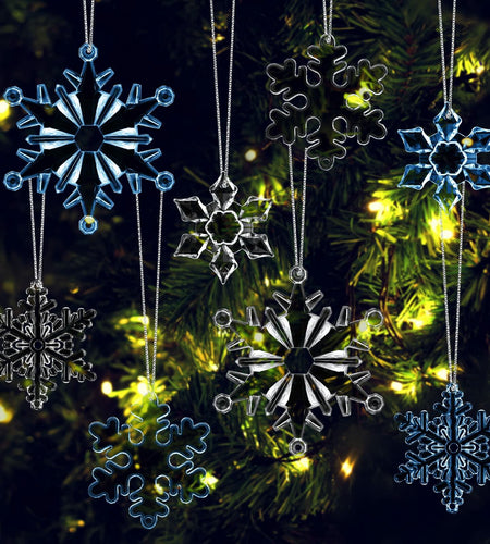 64 Pcs Acrylic Christmas Snowflake Ornaments Hanging Decorations Elegant