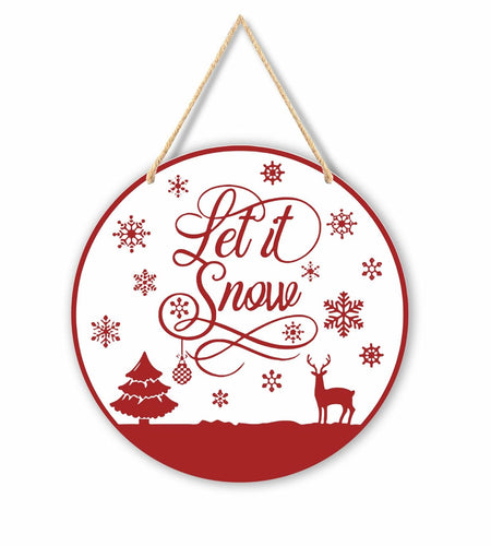 Absnfatu Let It Snow Christmas Wood Door Sign Hanging Decor