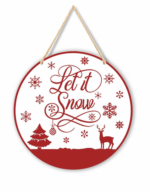 Load image into Gallery viewer, Absnfatu Let It Snow Christmas Wood Door Sign Hanging Decor
