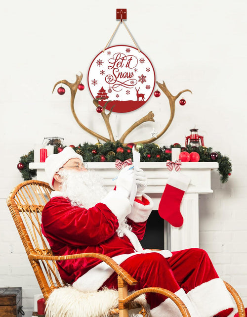 Load image into Gallery viewer, Absnfatu Let It Snow Christmas Wood Door Sign Hanging Decor
