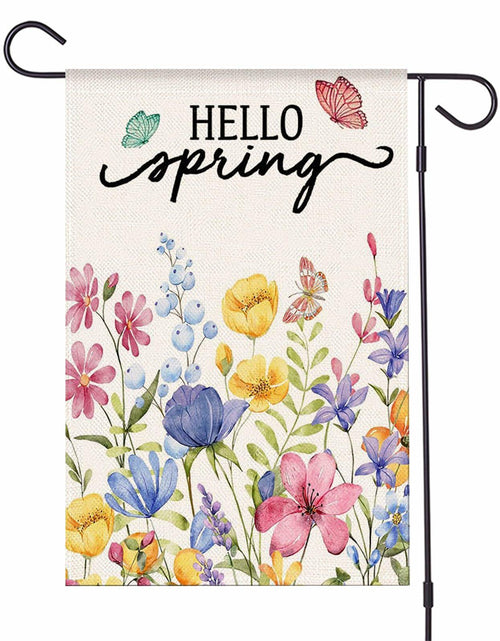 Load image into Gallery viewer, ZRTR Hello Spring Garden Flag 12x18 Inch Double Sided Burlap Floral
