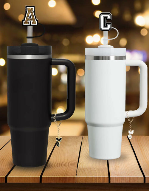 Load image into Gallery viewer, Nuozme Straw Cover Caps 6pcs w/ Initial Butterfly Charms for Stanley 30/40oz
