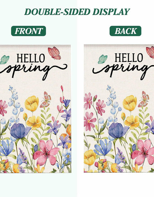 Load image into Gallery viewer, ZRTR Hello Spring Garden Flag 12x18 Inch Double Sided Burlap Floral

