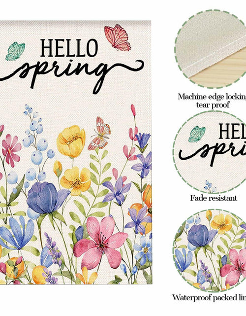 Load image into Gallery viewer, ZRTR Hello Spring Garden Flag 12x18 Inch Double Sided Burlap Floral
