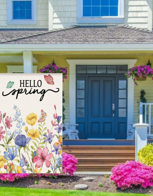 Load image into Gallery viewer, ZRTR Hello Spring Garden Flag 12x18 Inch Double Sided Burlap Floral
