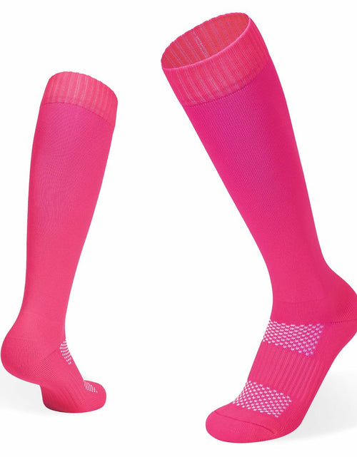 Load image into Gallery viewer, Zando Youth Athletic Multi-Sport Knee High Socks Pure Rose Red Size M 8-12
