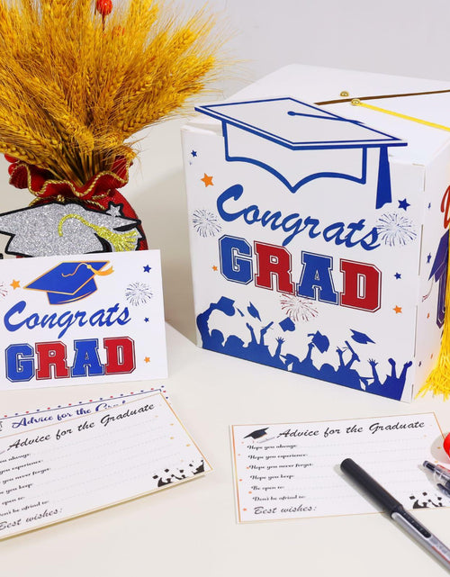 Load image into Gallery viewer, Premium Graduation Card Box Holder with 12 Cards and Tassel, Classic Design
