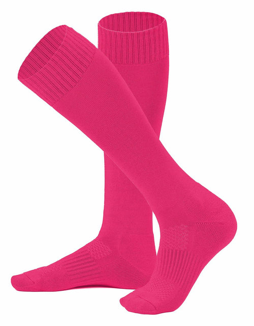 Load image into Gallery viewer, Zando Youth Athletic Multi-Sport Knee High Socks Pure Rose Red Size M 8-12
