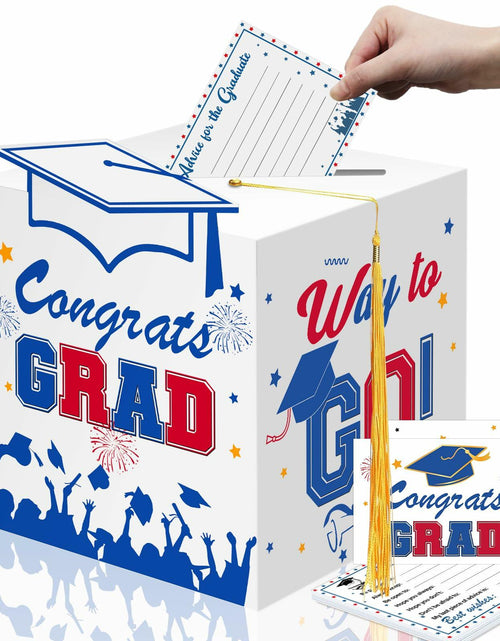 Load image into Gallery viewer, Premium Graduation Card Box Holder with 12 Cards and Tassel, Classic Design
