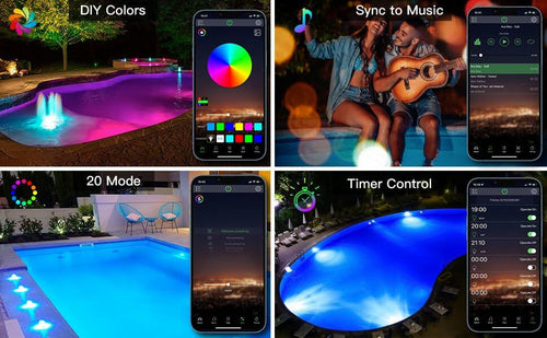Load image into Gallery viewer, Lanpanzi RGB LED Pool Lights APP Control IP68 Waterproof 25ft Wirecord 1000lm
