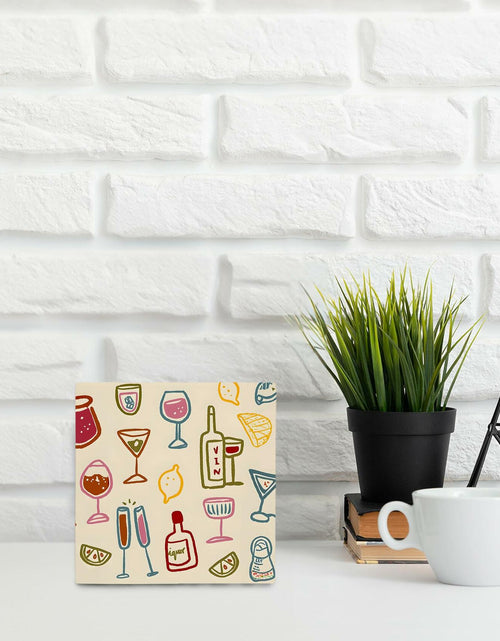 Load image into Gallery viewer, OFlich Wine Bar Wooden Box Sign 5x5 Inches Wine Decor Home Bar Kitchen
