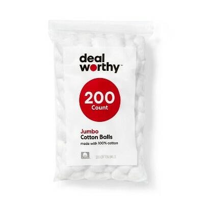 Load image into Gallery viewer, Dealworthy Jumbo Cotton Balls 200ct White Soft Absorbent Skincare DIY
