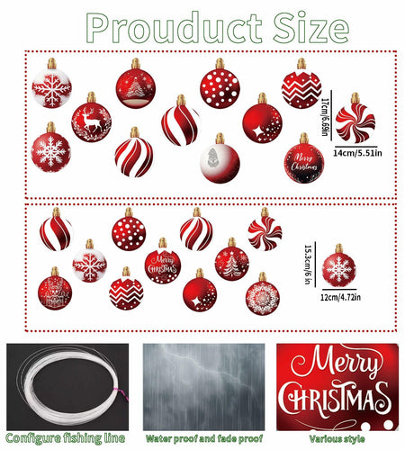 24pcs Red Peppermint Candy Ornaments & Yard Signs Christmas Tree Decor
