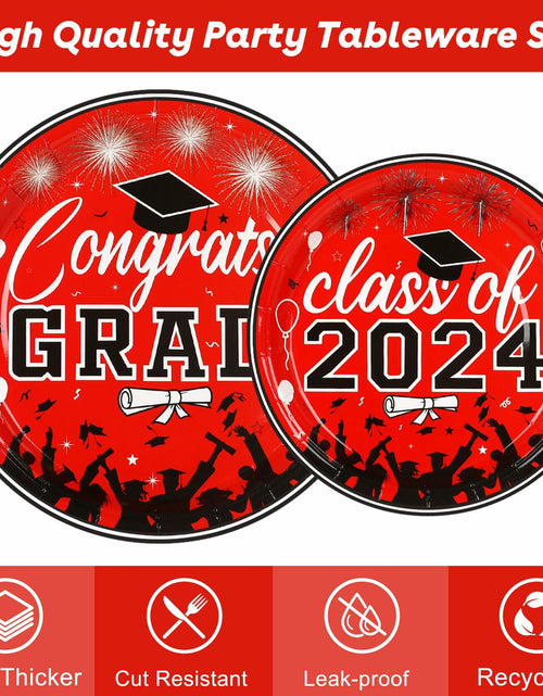 Load image into Gallery viewer, LELEMON Graduation Party Supplies Red Tableware Set Serves 25 Disposable
