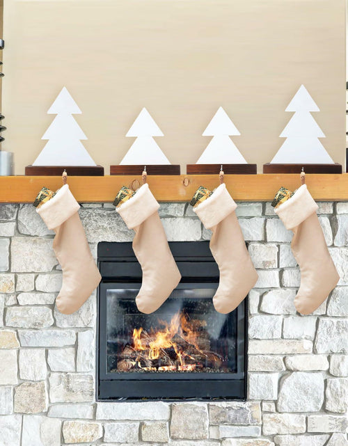 Load image into Gallery viewer, [Like New] Beeveer Christmas Tree Stocking Holder White Wooden Mantle Hanger 9.8 Inch 2 Pc
